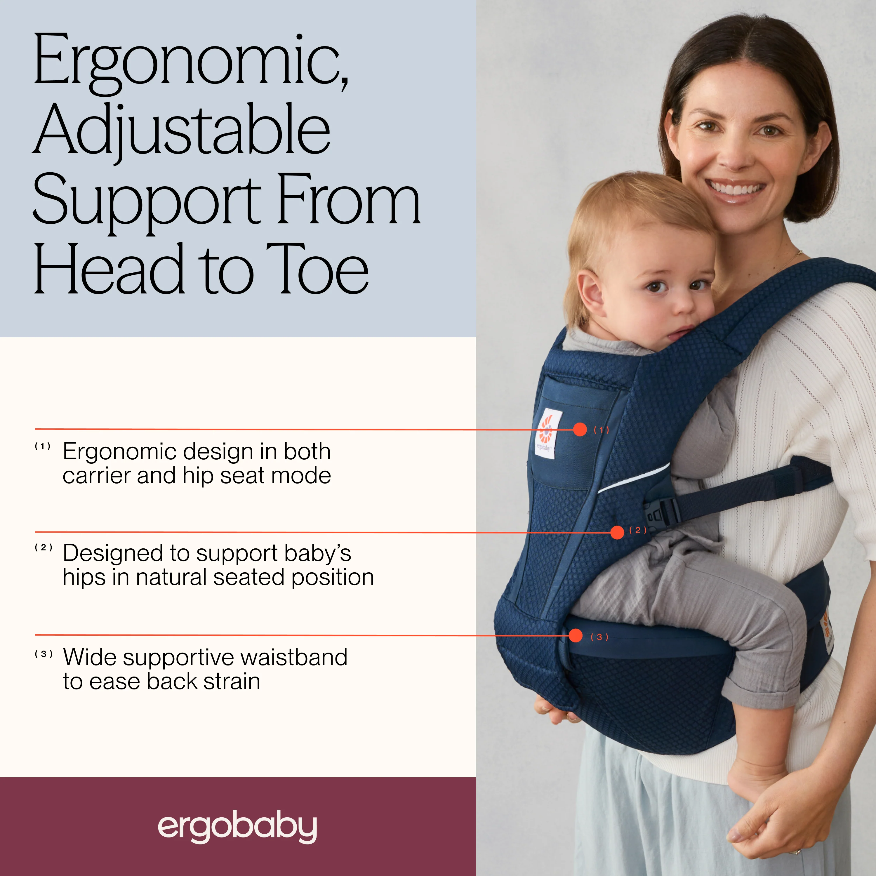 Alta Hip Seat Baby Carrier - Midnight Blue - Image 6