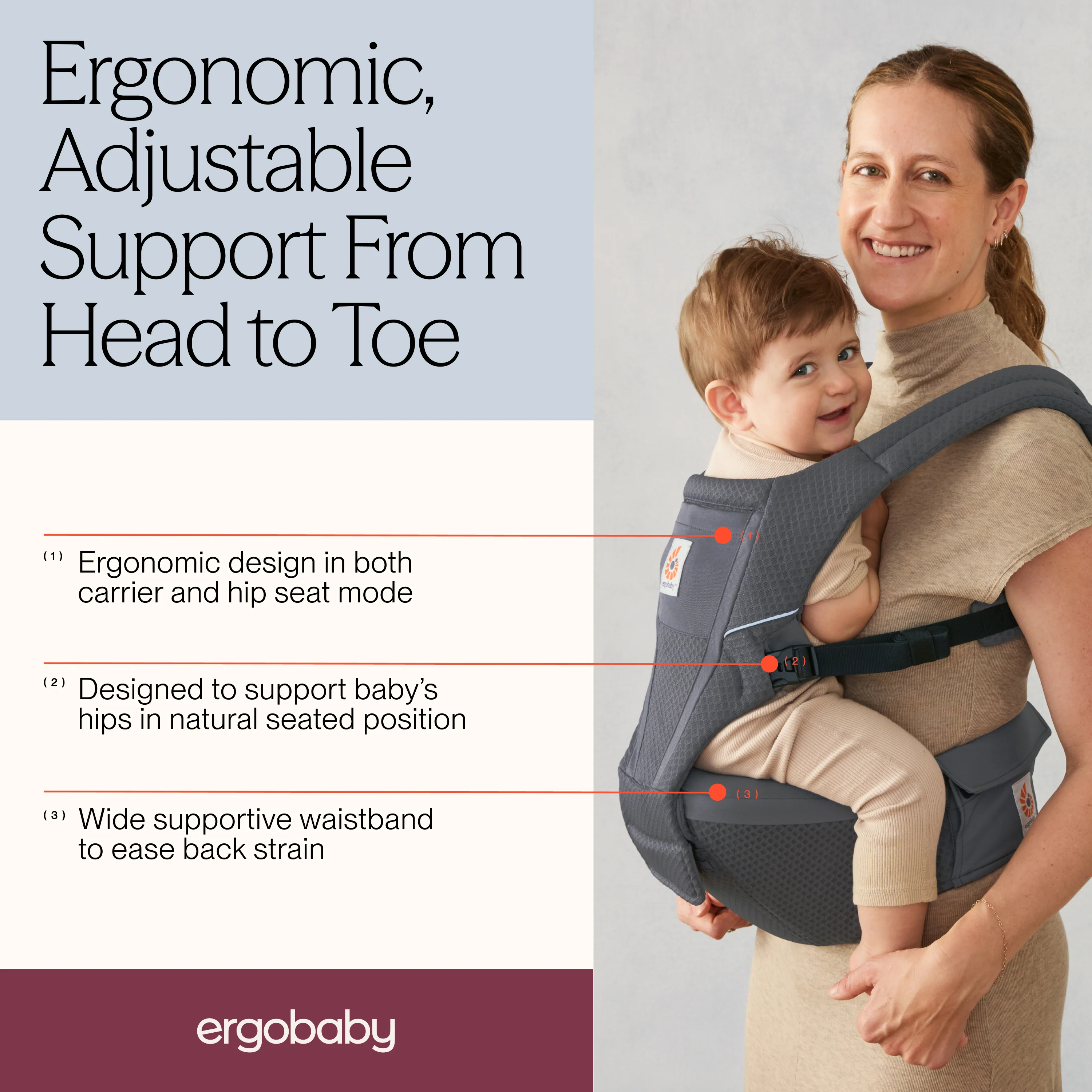 Alta Hip Seat Baby Carrier - Graphite Grey - Image 6