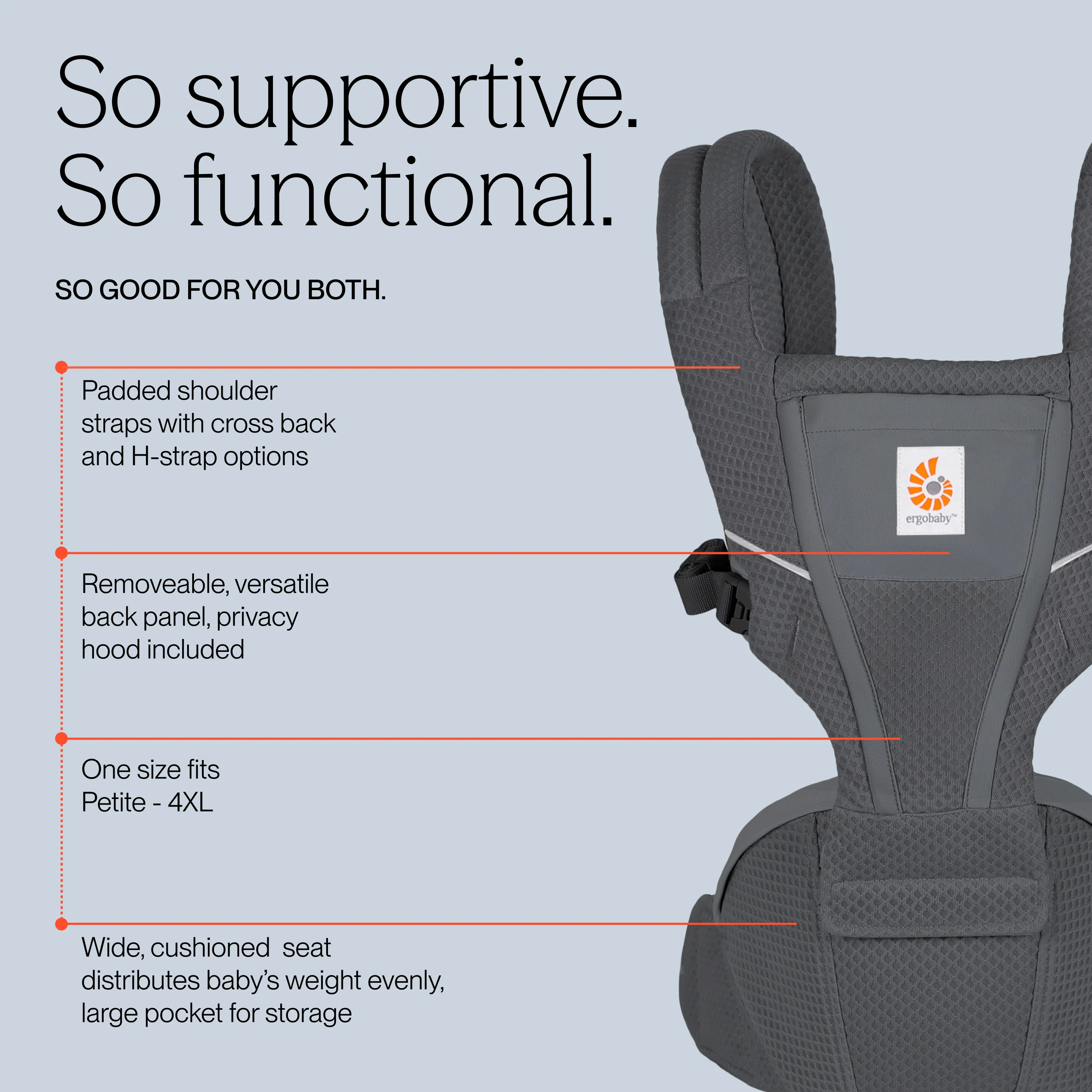 Alta Hip Seat Baby Carrier - Graphite Grey - Image 7