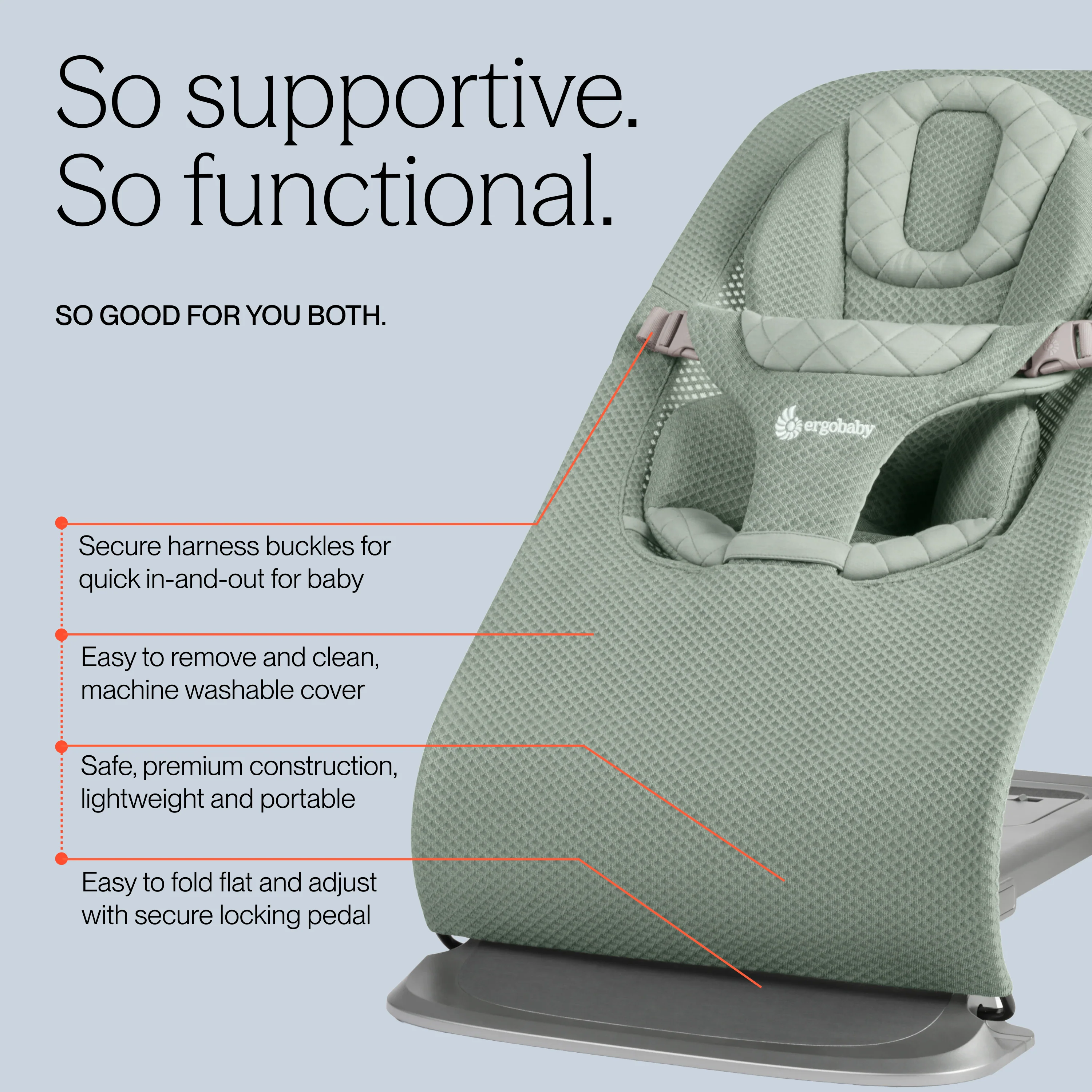 Evolve 3 in 1 Mesh Bouncer - Sage Green - Image 5