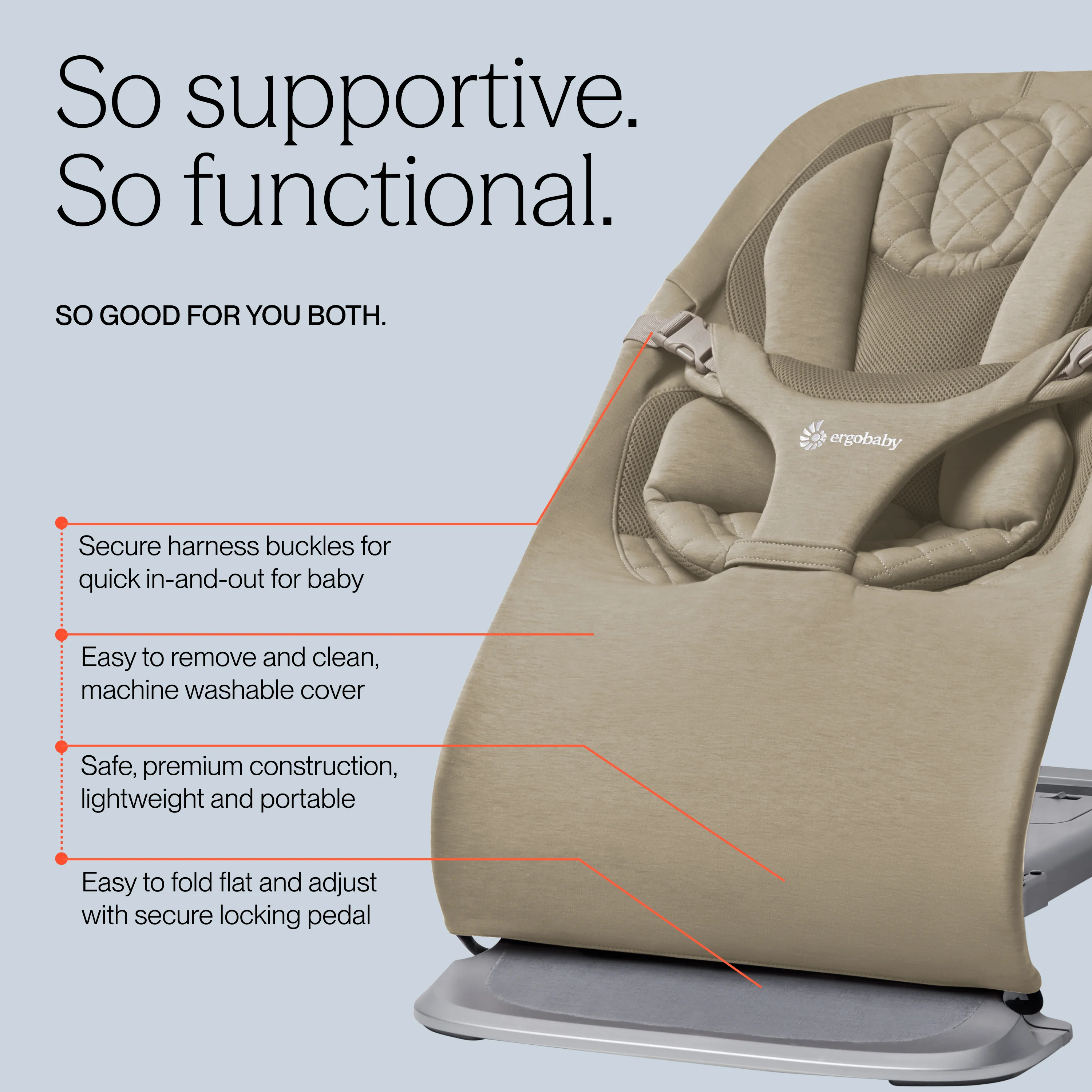 Evolve 3 in 1 Bouncer - Soft Olive - Image 7