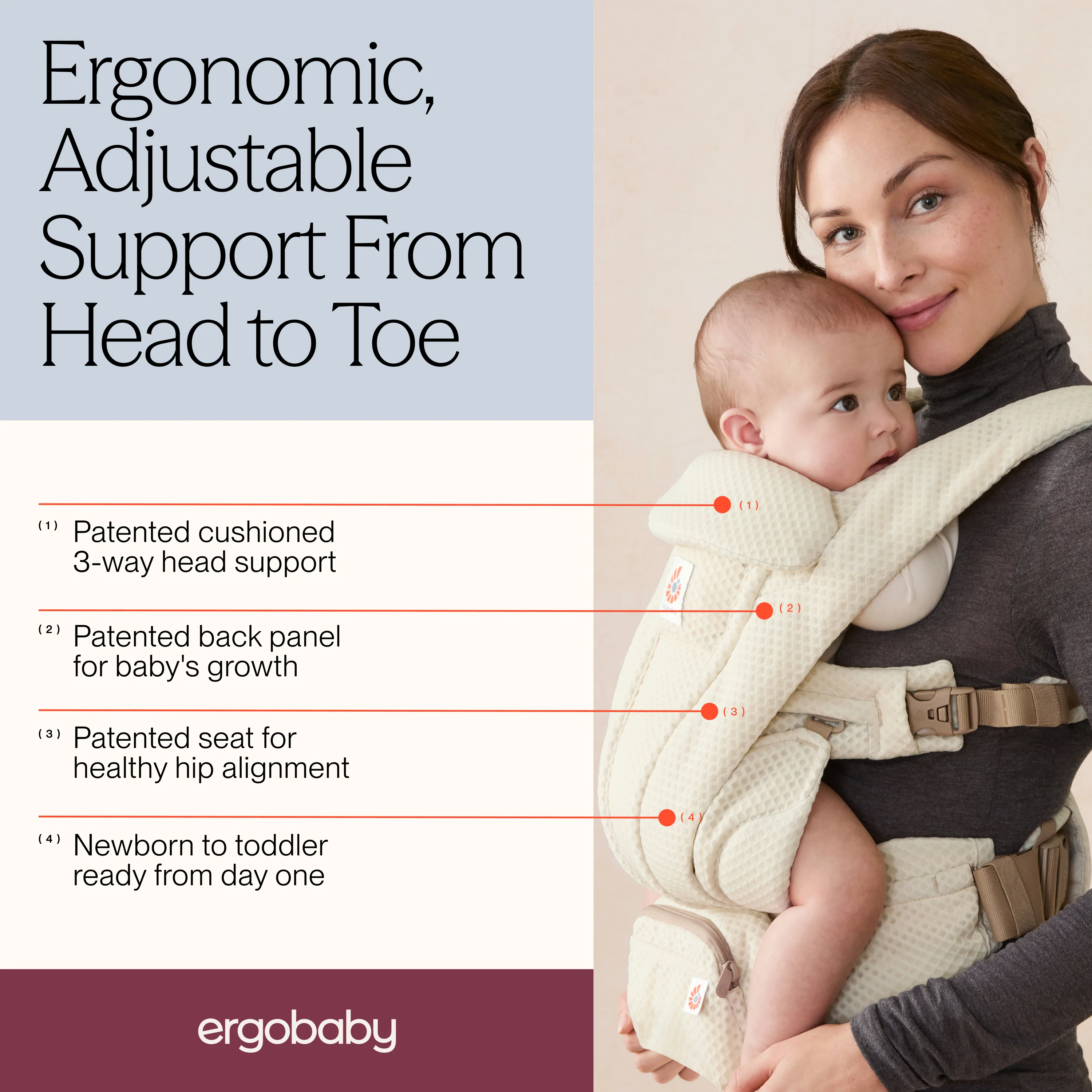 Omni Deluxe Mesh Baby Carrier - Natural Beige - Image 6
