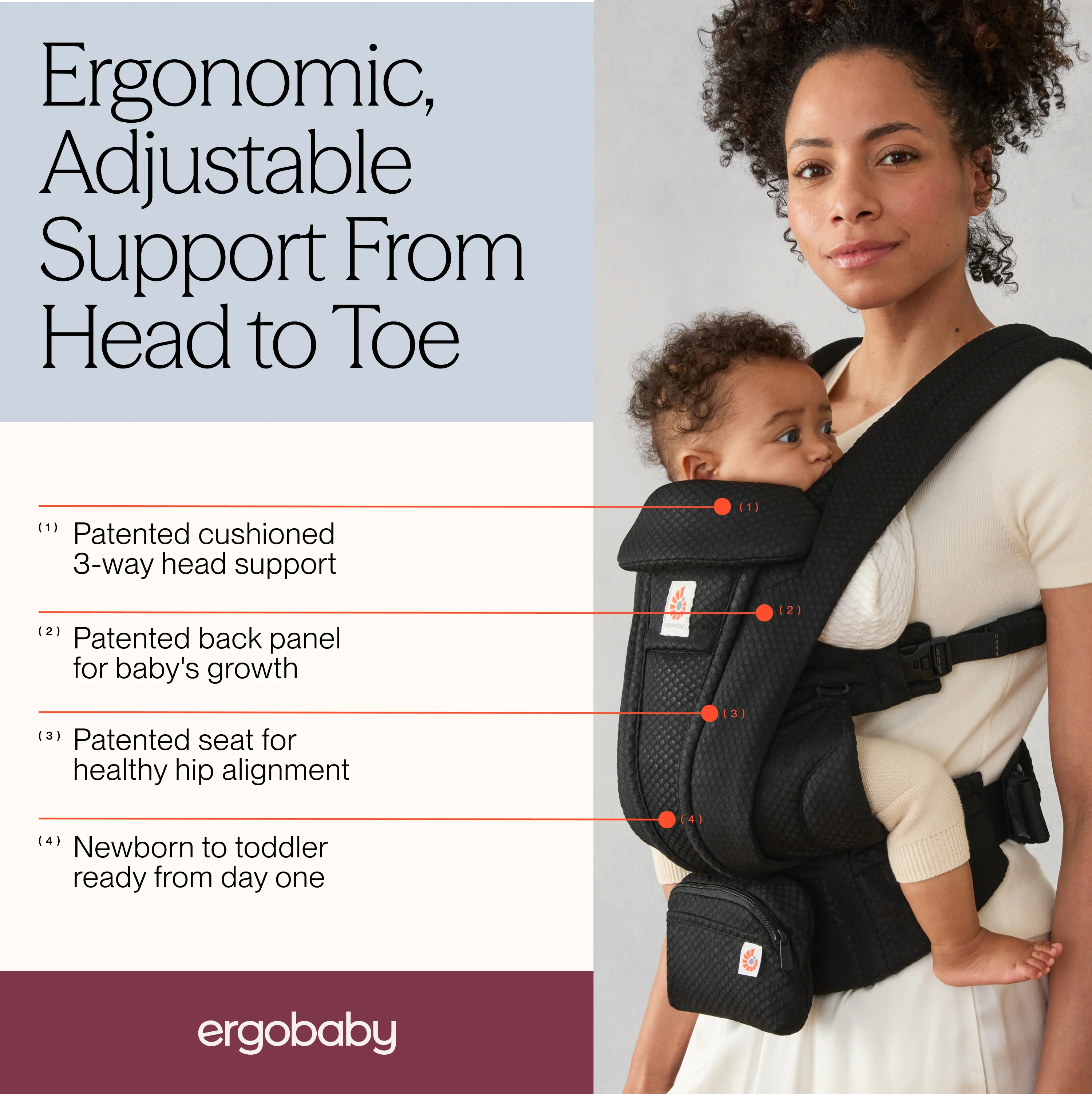 Omni Deluxe Mesh Baby Carrier - Onyx Black - Image 7