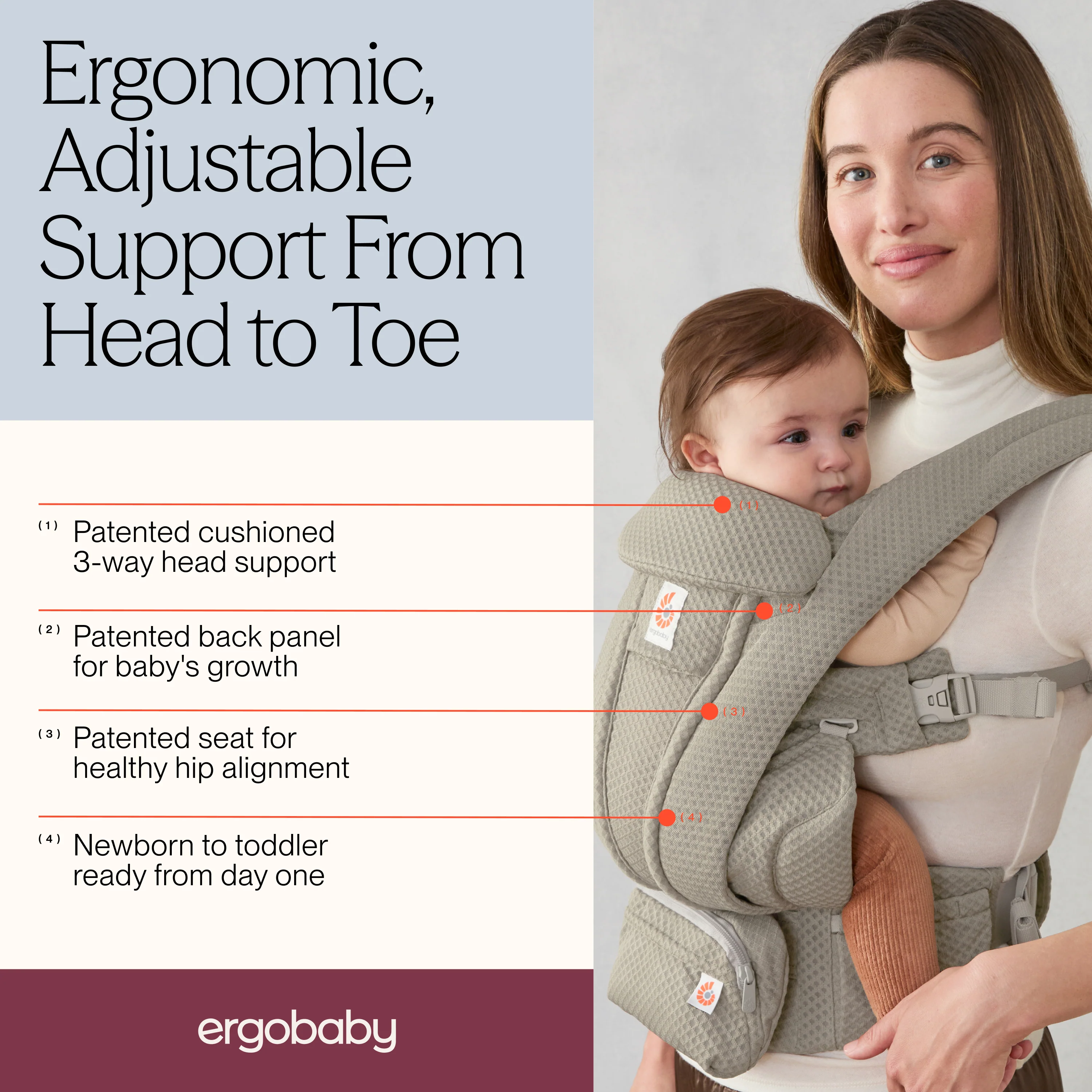 Omni Deluxe Mesh Baby Carrier - Soft Olive - Image 6