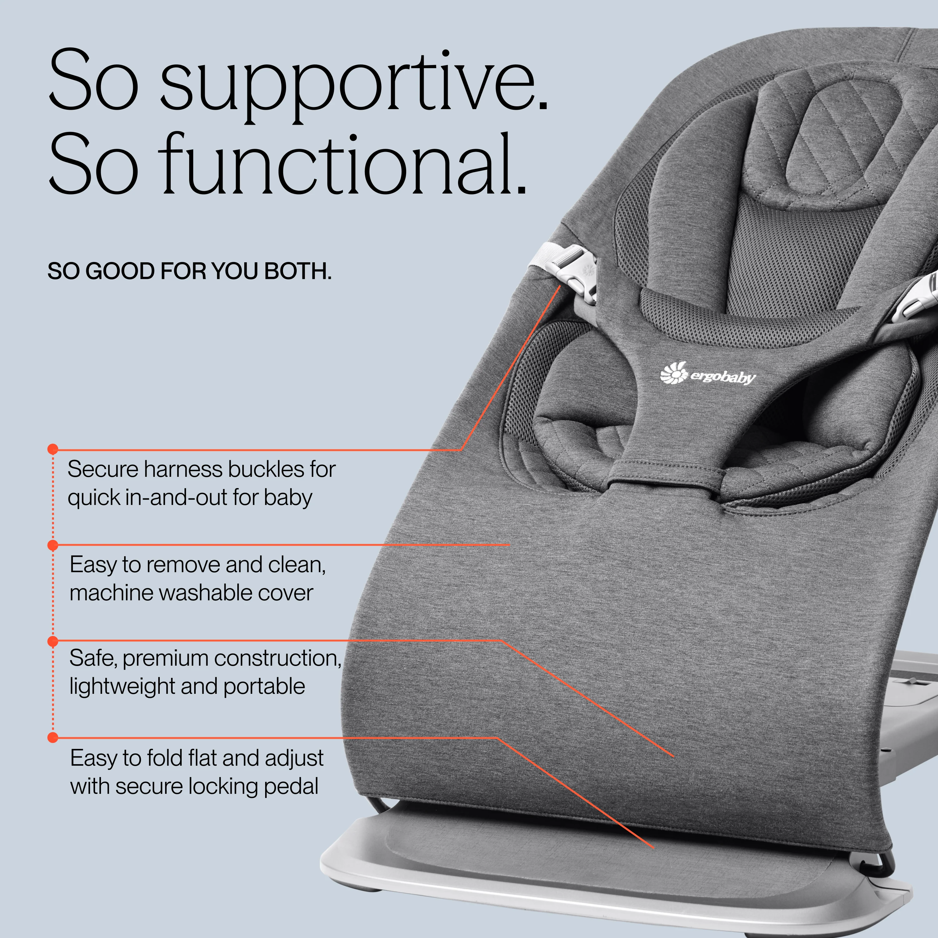 Evolve 3 in 1 Bouncer - Charcoal Grey - Image 5