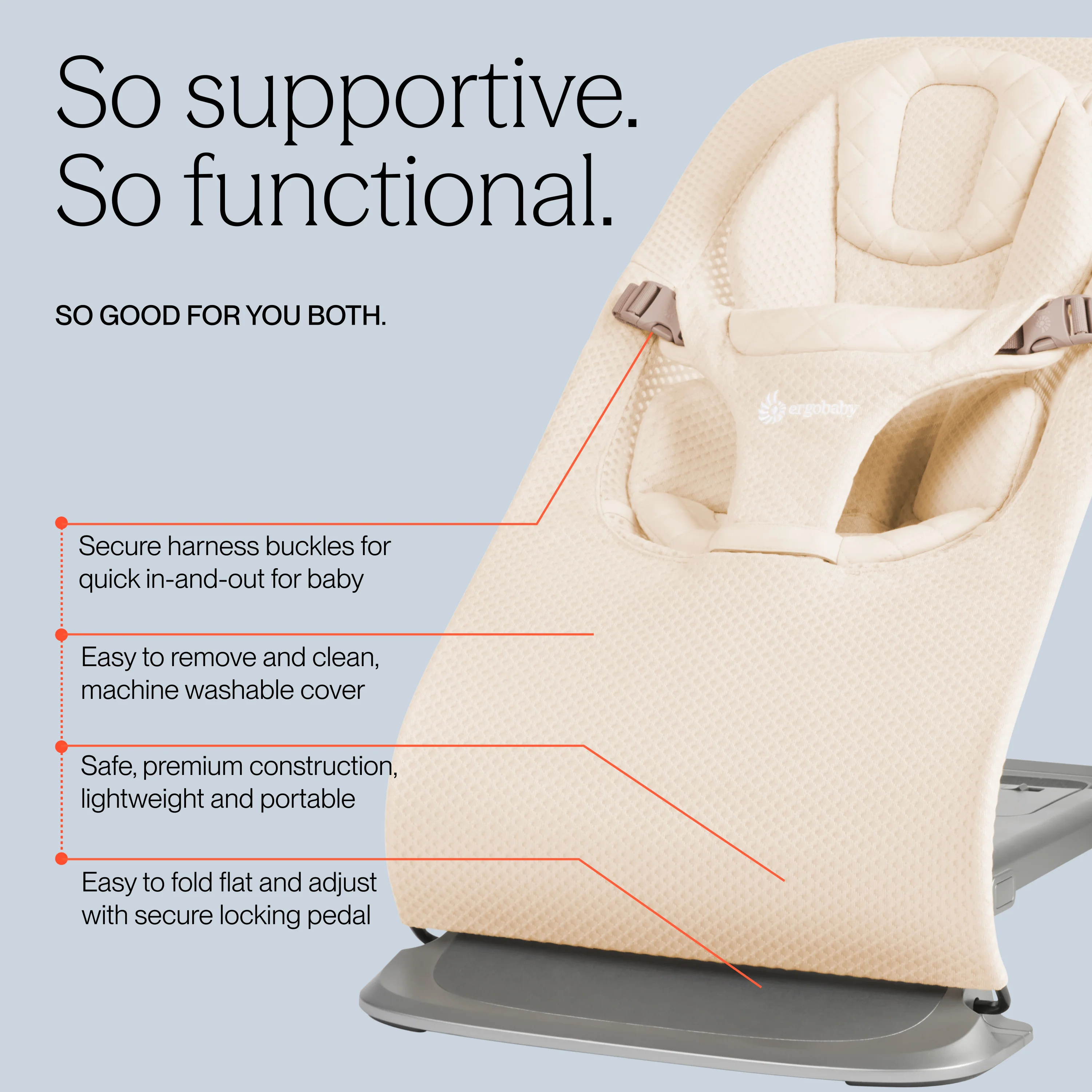 Evolve 3 in 1 Mesh Bouncer - Cream - Image 6