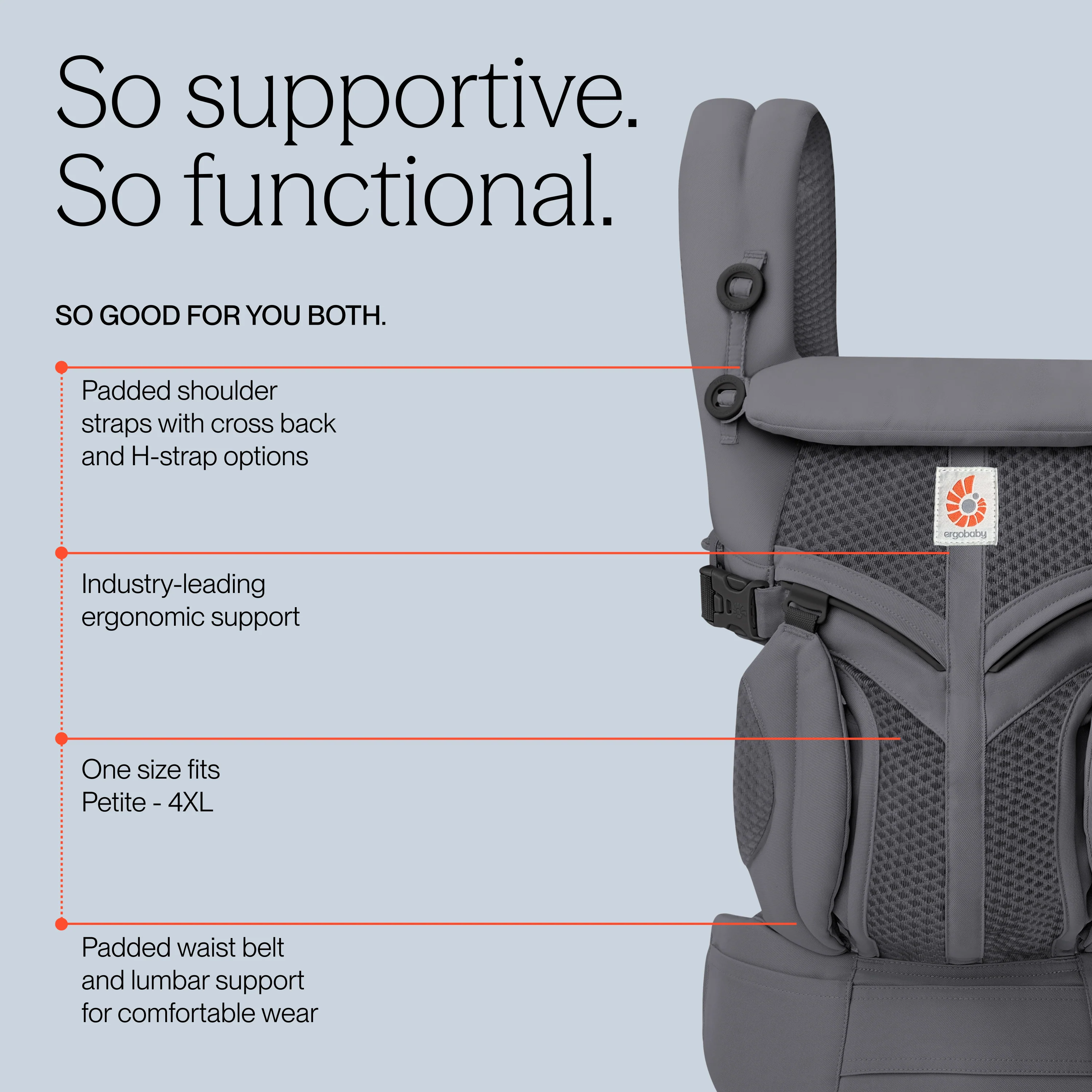 Omni Classic Mesh Baby Carrier - Charcoal Grey - Image 7