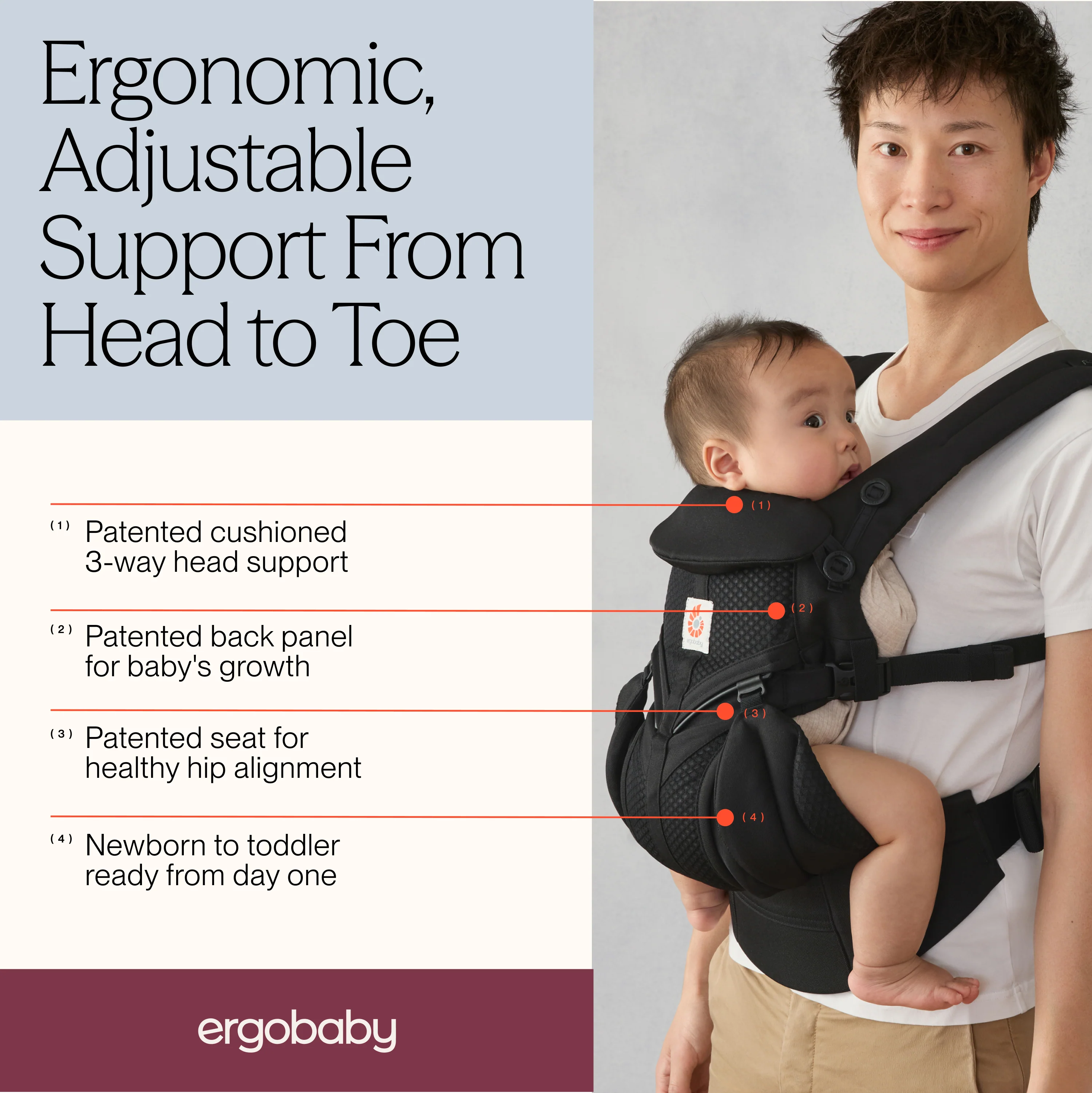 Omni Classic Mesh Baby Carrier - Onyx Black - Image 6