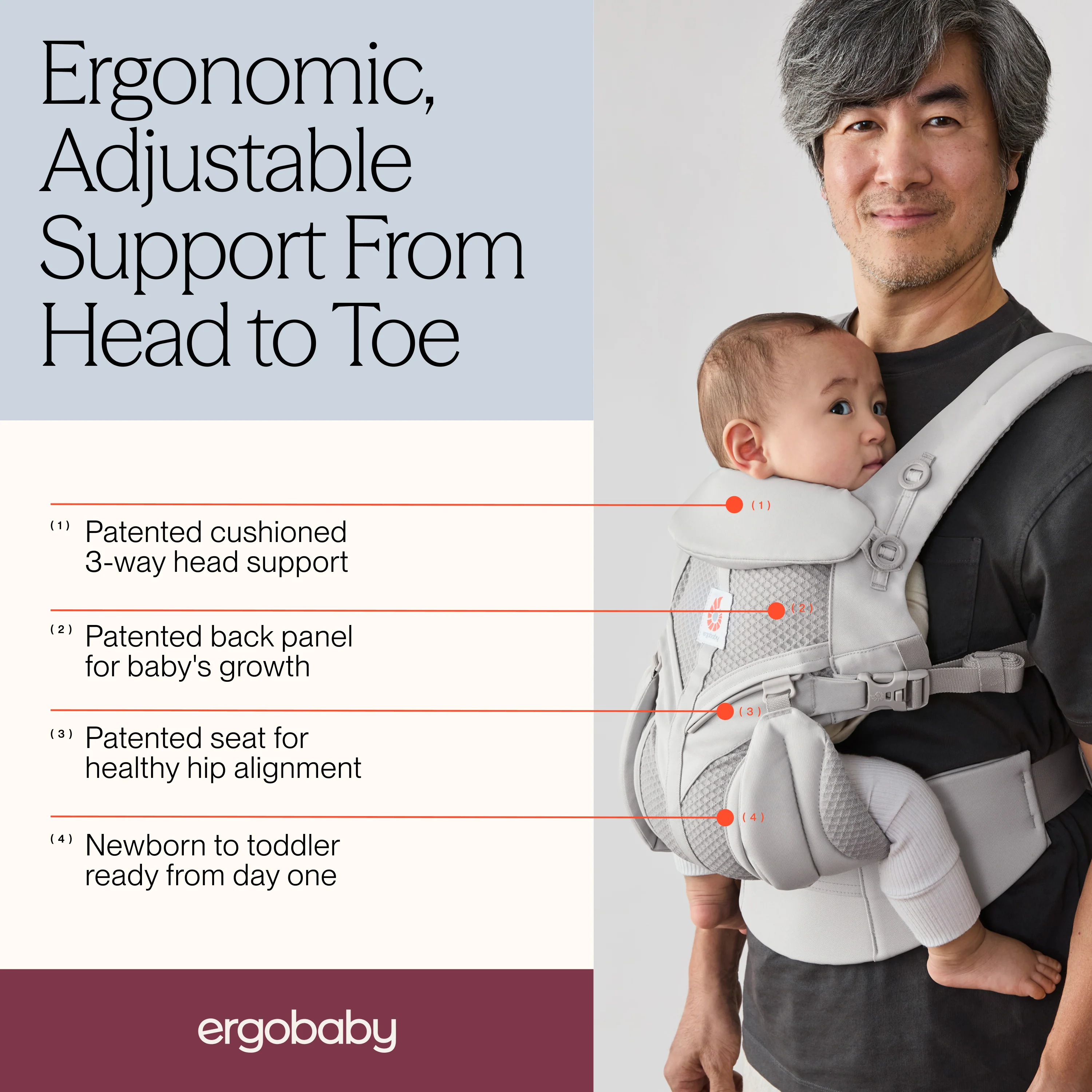 Omni Classic Mesh Baby Carrier - Pearl Grey - Image 6