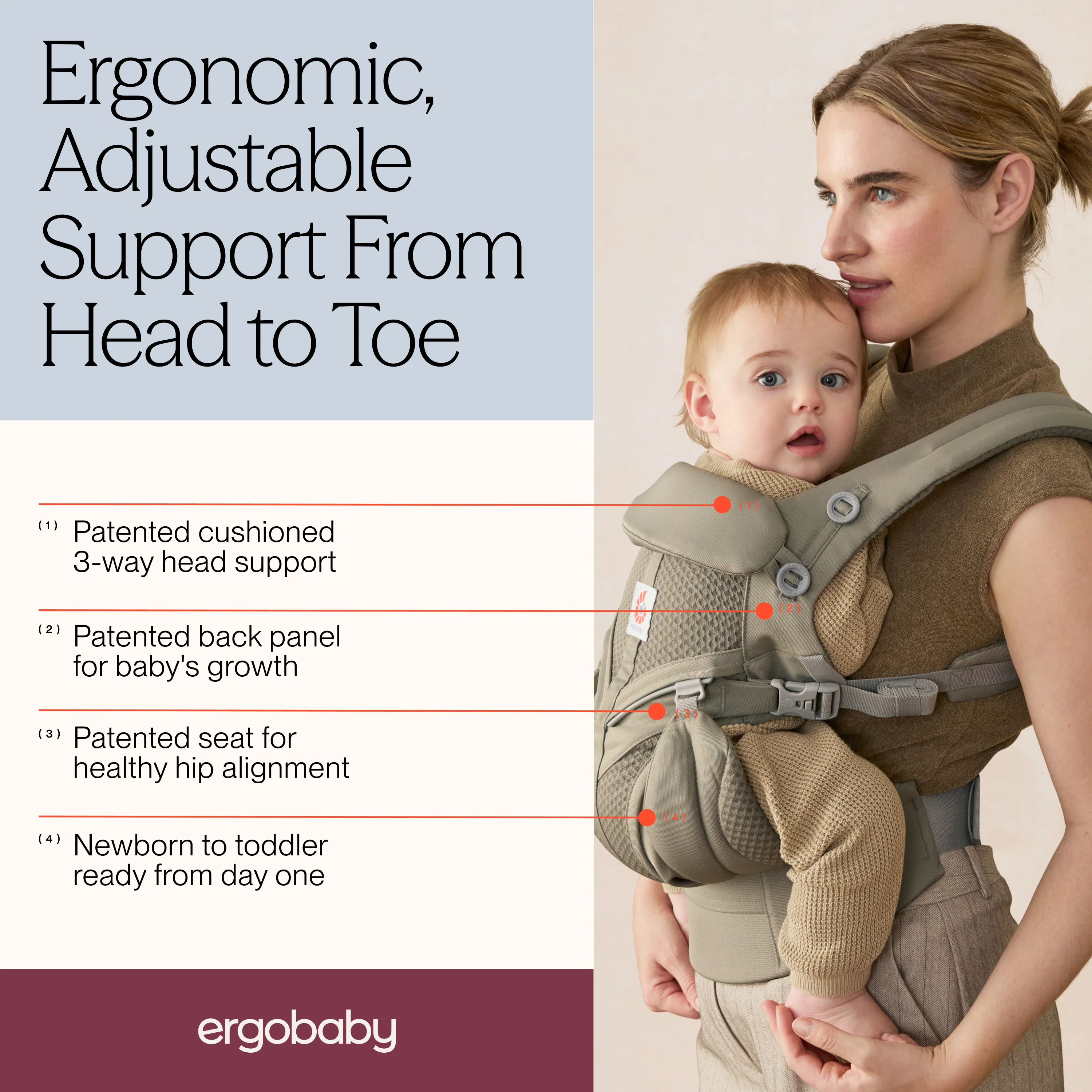 Omni Classic Mesh Baby Carrier - Soft Olive - Image 6