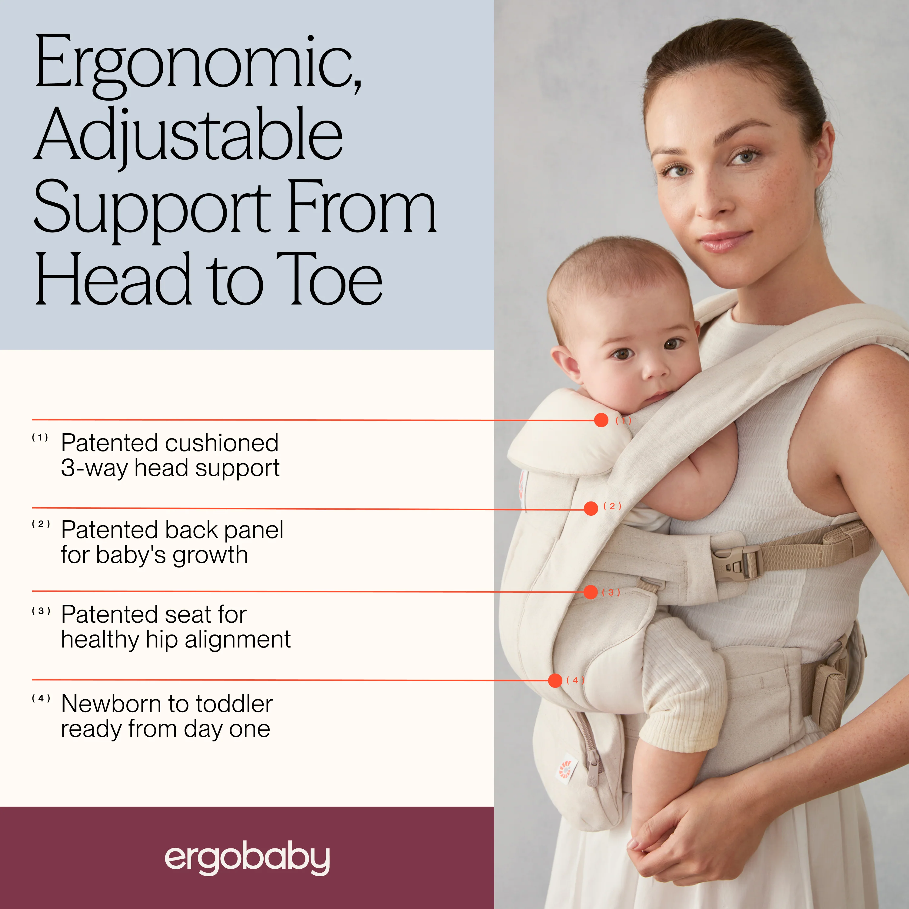Omni Deluxe Baby Carrier - Natural Linen - Image 6