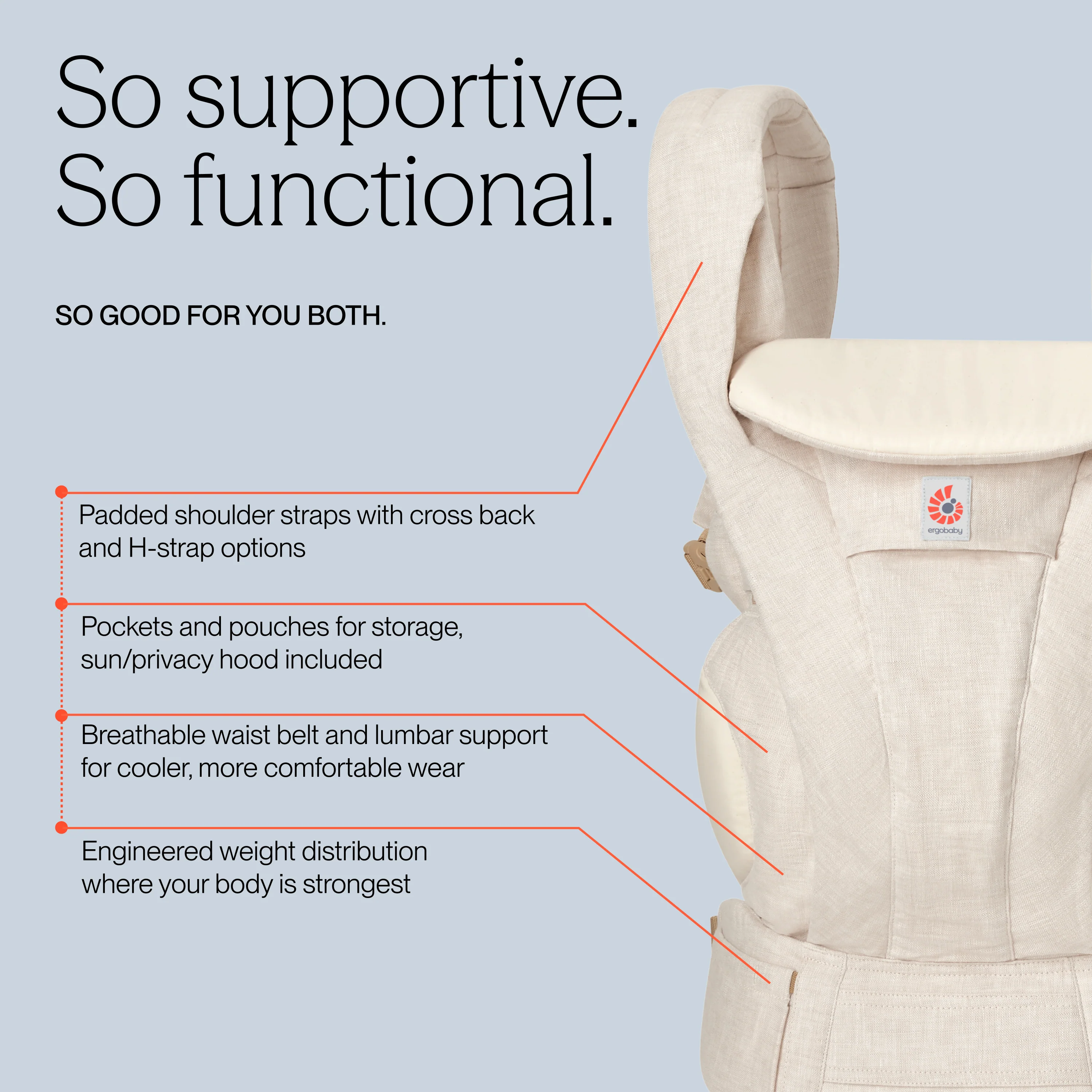 Omni Deluxe Baby Carrier - Natural Linen - Image 7