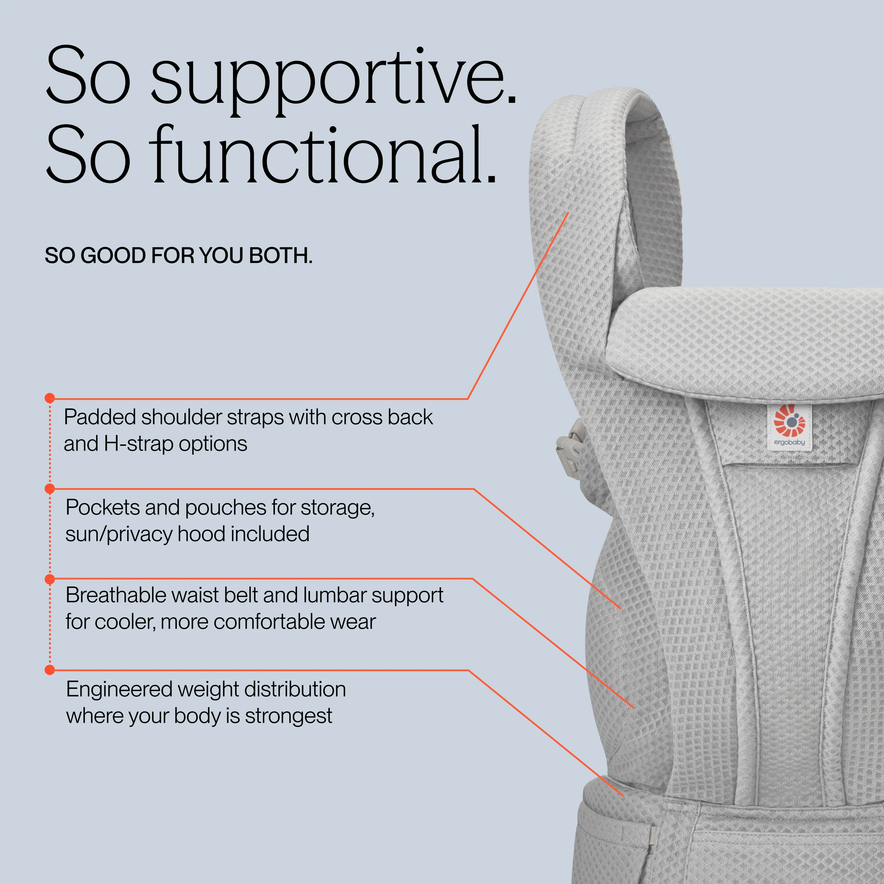 Omni Deluxe Mesh Baby Carrier - Pearl Grey - Image 7